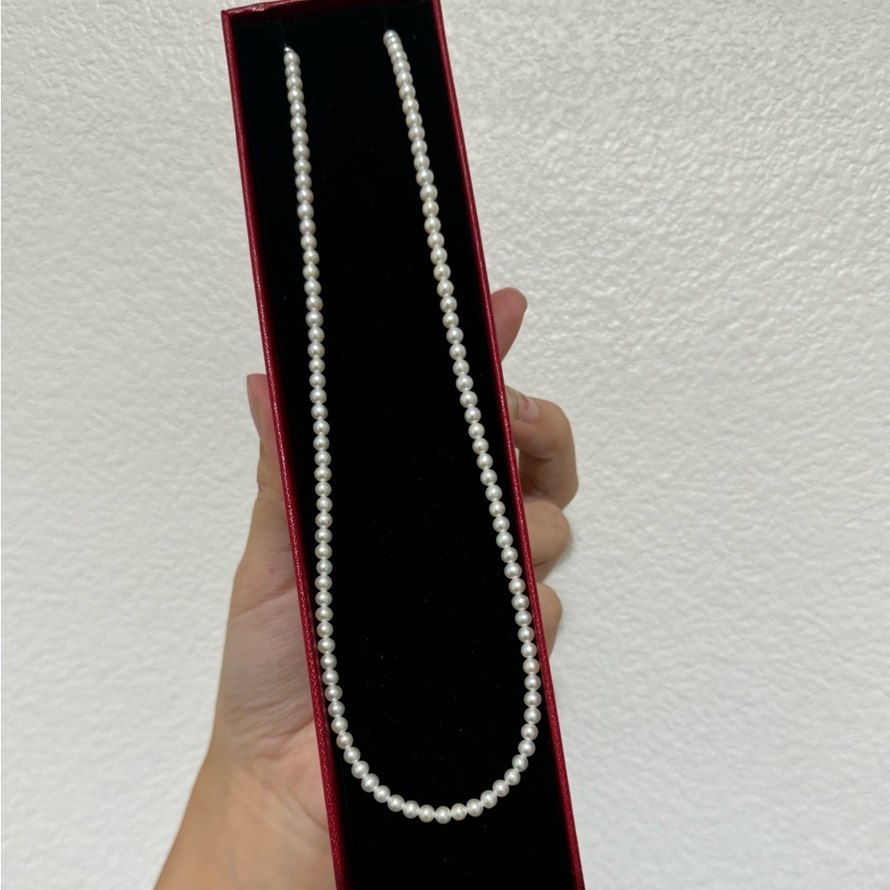 Freshwater Pearl Necklace – 3mm Near-Round Pearls Silver Fittings (1 Piece) C38